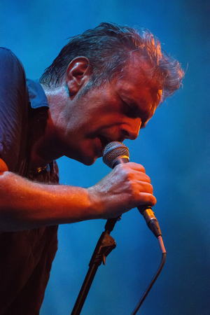 FARO, PORTUGAL: 1st SEPTEMBER, 2017 - Music band, Mao Morta, performs on Festival F, a big festival on the city of Faro, Portugal.のeditorial素材