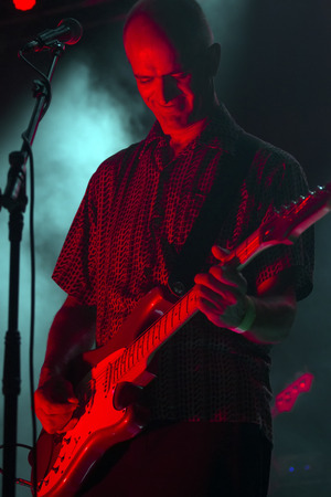 FARO, PORTUGAL: 1st SEPTEMBER, 2017 - Music band, Mao Morta, performs on Festival F, a big festival on the city of Faro, Portugal.のeditorial素材
