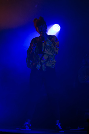 FARO, PORTUGAL: 1st SEPTEMBER, 2017 - Music band, Mimicat, performs on Festival F, a big festival on the city of Faro, Portugal.のeditorial素材