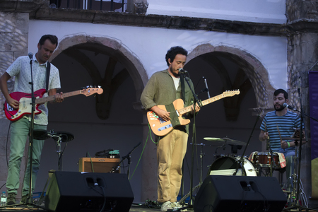 FARO, PORTUGAL: 1st SEPTEMBER, 2017 - Music band, S.Pedro, performs on Festival F, a big festival on the city of Faro, Portugal.のeditorial素材