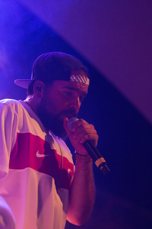 FARO, PORTUGAL: 3rd SEPTEMBER, 2017 - Music band, Dillaz, performs on Festival F, a big festival on the city of Faro, Portugal.のeditorial素材