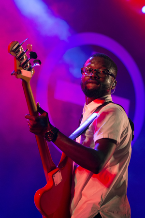 FARO, PORTUGAL: 3rd SEPTEMBER, 2017 - Music band, HMB, performs on Festival F, a big festival on the city of Faro, Portugal.のeditorial素材