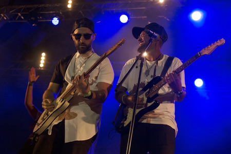 FARO, PORTUGAL: 3rd SEPTEMBER, 2017 - Music band, HMB, performs on Festival F, a big festival on the...