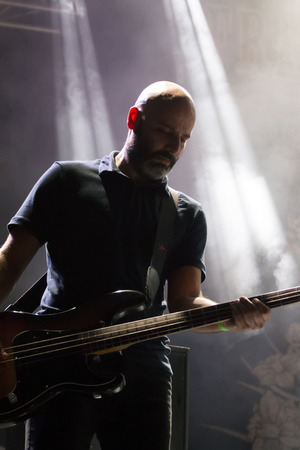FARO, PORTUGAL: 2nd SEPTEMBER, 2017 - Music band, Frankie Chavez, performs on Festival F, a big festival on the city of Faro, Portugal.のeditorial素材
