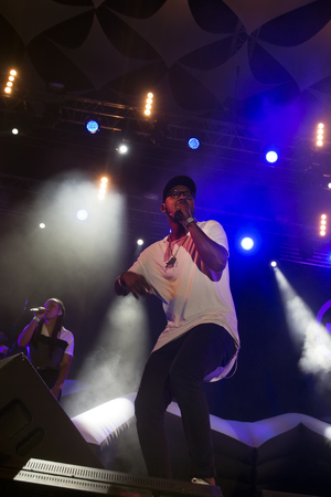 FARO, PORTUGAL: 3rd SEPTEMBER, 2017 - Music band, HMB, performs on Festival F, a big festival on the city of Faro, Portugal.のeditorial素材