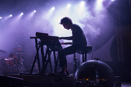 FARO, PORTUGAL: 2nd SEPTEMBER, 2017 - Music band, Orelha Negra, performs on Festival F, a big festival on the city of Faro, Portugal.のeditorial素材