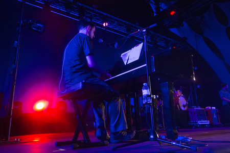 FARO, PORTUGAL: 2nd SEPTEMBER, 2017 - Music band, Jorge Palma, performs on Festival F, a big festival on the city of Faro, Portugal.のeditorial素材
