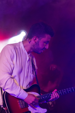 FARO, PORTUGAL: 2nd SEPTEMBER, 2017 - Music band, NBC, performs on Festival F, a big festival on the city of Faro, Portugal.のeditorial素材