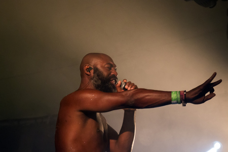 FARO, PORTUGAL: 2nd SEPTEMBER, 2017 - Music band, NBC, performs on Festival F, a big festival on the city of Faro, Portugal.のeditorial素材