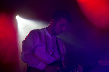 FARO, PORTUGAL: 2nd SEPTEMBER, 2017 - Music band, NBC, performs on Festival F, a big festival on the city of Faro, Portugal.のeditorial素材