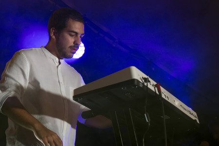 FARO, PORTUGAL: 2nd SEPTEMBER, 2017 - Music band, NBC, performs on Festival F, a big festival on the city of Faro, Portugal.のeditorial素材