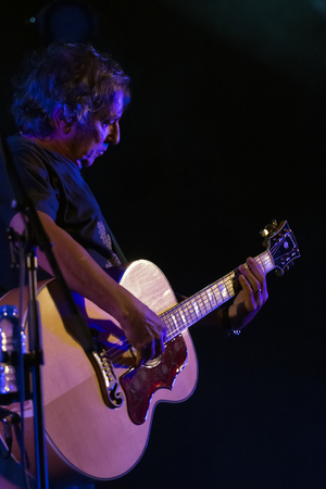 FARO, PORTUGAL: 2nd SEPTEMBER, 2017 - Music band, Jorge Palma, performs on Festival F, a big festival on the city of Faro, Portugal.のeditorial素材