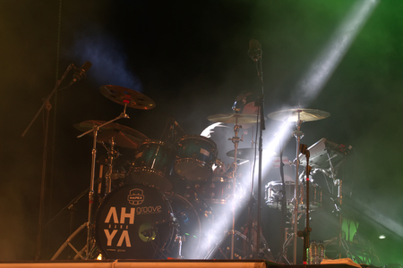 FARO, PORTUGAL: 1st SEPTEMBER, 2017 - Music band, Dengaz, performs on Festival F, a big festival on the city of Faro, Portugal.のeditorial素材