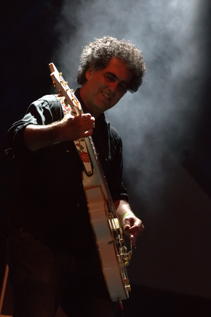 FARO, PORTUGAL: 31st SEPTEMBER, 2017 - Music band, Couple Coffee, performs on Festival F, a big festival on the city of Faro, Portugal.のeditorial素材