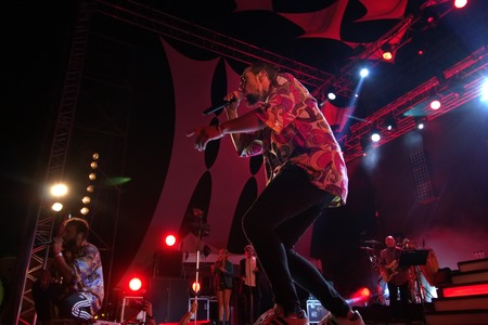 FARO, PORTUGAL: 31st SEPTEMBER, 2017 - Music band, Expensive Soul, performs on Festival F, a big...