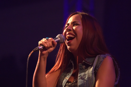 FARO, PORTUGAL: 31st SEPTEMBER, 2017 - Music band, Couple Coffee, performs on Festival F, a big festival on the city of Faro, Portugal.のeditorial素材