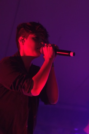 FARO, PORTUGAL: 31st SEPTEMBER, 2017 - Music band, Isaura, performs on Festival F, a big festival on the city of Faro, Portugal.のeditorial素材