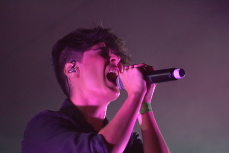 FARO, PORTUGAL: 31st SEPTEMBER, 2017 - Music band, Isaura, performs on Festival F, a big festival on the city of Faro, Portugal.のeditorial素材