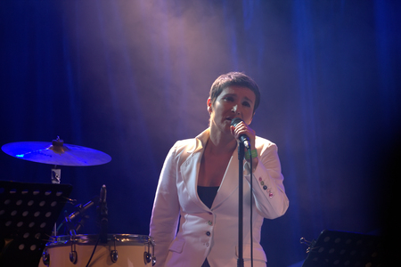 FARO, PORTUGAL: 31st SEPTEMBER, 2017 - Music band, Bruno Nogueira - Deixem o Pimba em Paz, performs on Festival F, a big festival on the city of Faro, Portugal.のeditorial素材