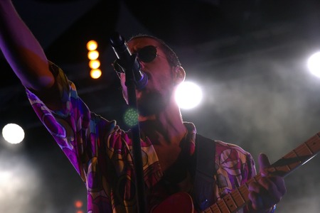FARO, PORTUGAL: 31st SEPTEMBER, 2017 - Music band, Expensive Soul, performs on Festival F, a big festival on the city of Faro, Portugal.のeditorial素材
