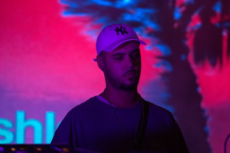 FARO, PORTUGAL: 31st SEPTEMBER, 2017 - Music band, Samuel Uria, performs on Festival F, a big festival on the city of Faro, Portugal.のeditorial素材