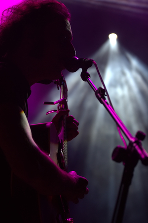 FARO, PORTUGAL: 31st SEPTEMBER, 2017 - Music band, Samuel Uria, performs on Festival F, a big festival on the city of Faro, Portugal.のeditorial素材
