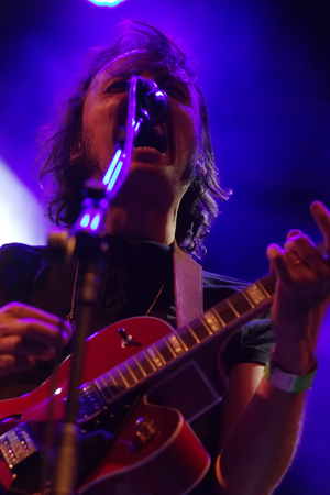 FARO, PORTUGAL: 31st SEPTEMBER, 2017 - Music band, Samuel Uria, performs on Festival F, a big festival on the city of Faro, Portugal.のeditorial素材