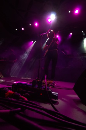 FARO, PORTUGAL: 31st SEPTEMBER, 2017 - Music band, Samuel Uria, performs on Festival F, a big festival on the city of Faro, Portugal.のeditorial素材