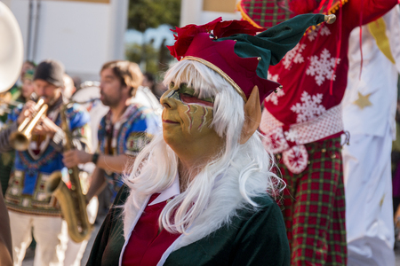 FARO, PORTUGAL - 1st DECEMBER : The arrival of Santa Claus parade in the city of faro, portugal.のeditorial素材