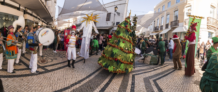 FARO, PORTUGAL - 1st DECEMBER : The arrival of Santa Claus parade in the city of faro, portugal.のeditorial素材