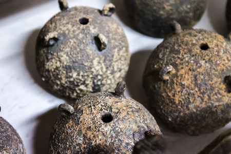 Colorful souvenir ceramic balls from Monchique village, Portugal.の写真素材