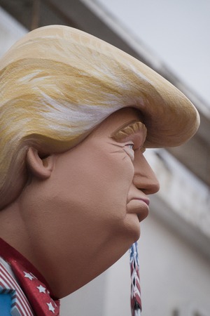 LOULE, PORTUGAL - FEB 2018: Colorful Carnival (Carnaval) Parade festival characters on Loule city, Portugal.のeditorial素材