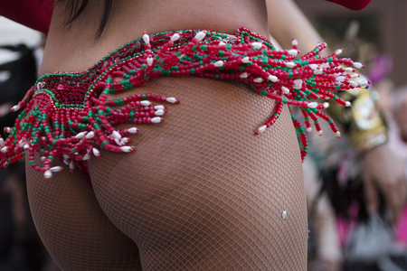 Colorful Carnival (Carnaval) Parade festival famel participant dancing.のeditorial素材