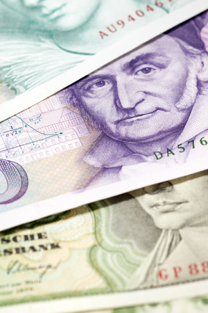 Very close up of obsolete bank notes details.の写真素材