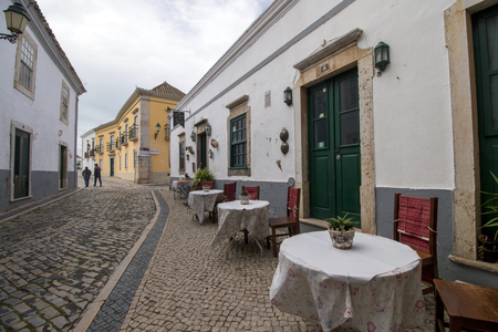 FARO, PORTUGAL - 4th of March, 2018 - View of the typical streets in Faro city, located in Portugal.のeditorial素材