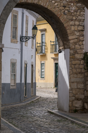 View of the Historical arch in Faro city, Portugal.の写真素材