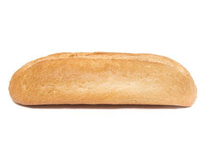 Close up view of traditional baguette bread on white background.の写真素材