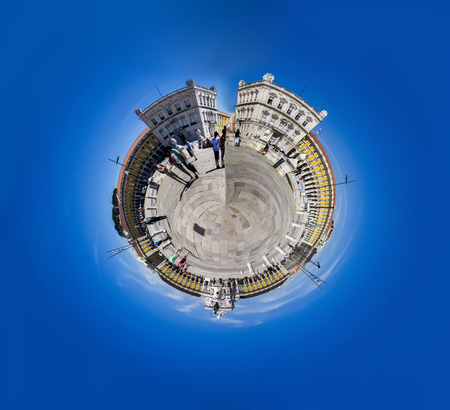 Little planet of the Commerce Plaza located in Lisbon, Portugal.の写真素材
