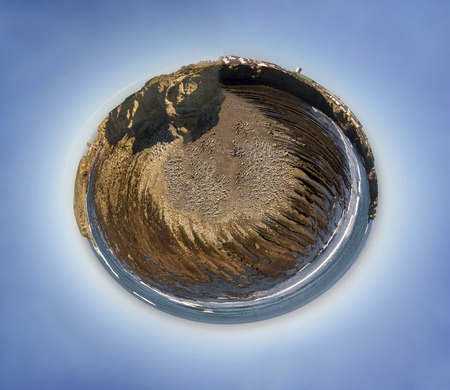 Coastal nature little planet of the view of the Papoa viewpoint near Peniche, Portugal.の写真素材
