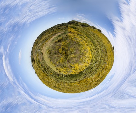 Little planet of countryside spring located in Algarve, Portugal.の写真素材