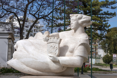 Beautiful nymph statue on Garden Joao Serra in Olhao city, Portugal.の写真素材