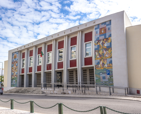Close view of the Courthouse of Olhao city, Portugal.のeditorial素材