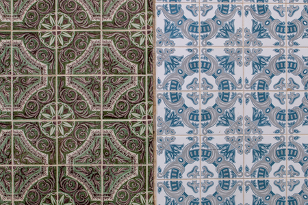 Close up view of the beautiful portuguese azulejo texture.
