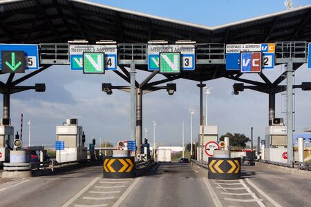 View of a toll on a highway, located in Portugal, Europe.の写真素材