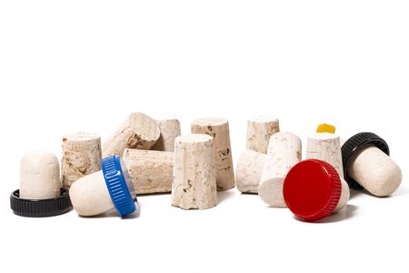 natural cork stopper isolated on a white background.