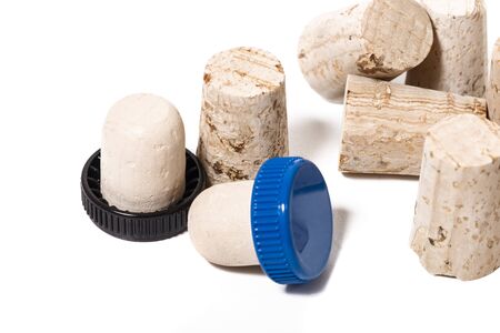 natural cork stopper isolated on a white background.