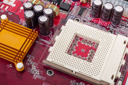 Close view of the computer cpu socket.の写真素材