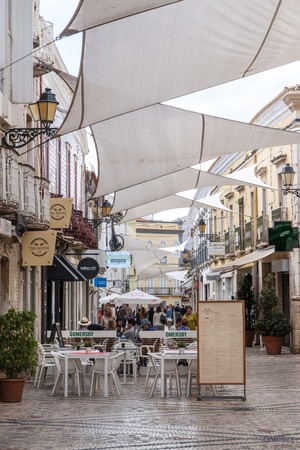 FARO, PORTUGAL: 20th OCTOBER, 2018 - Commercial tourist area of Faro city, Portugalのeditorial素材