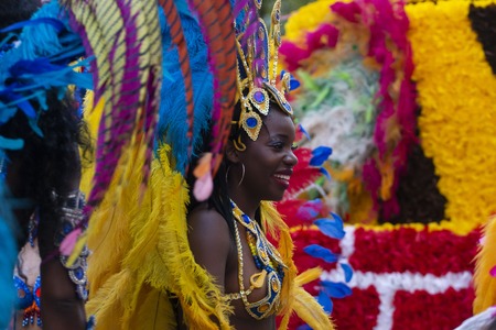 LOULE, PORTUGAL - MAR 2019: Colorful Carnival (Carnaval) Parade festival participants on Loule city, Portugal.のeditorial素材