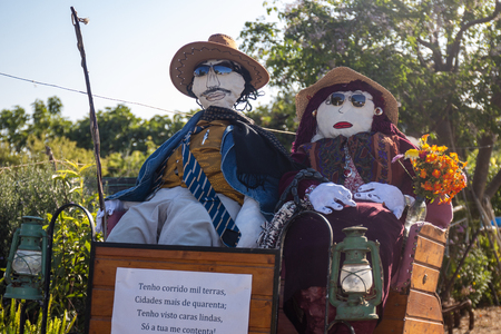 SANTA RITA, PORTUGAL - MAY 2, 2019: Ancient tradition of handmade dolls called Maios / Maias, celebrating the arrival of Spring, land fertility and the beginning of life, located on the Algarve region, the south of Portugal.のeditorial素材